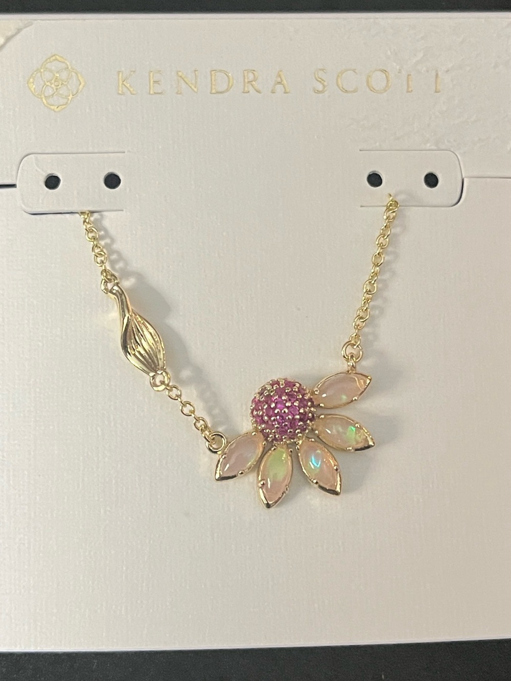 Kendra Scott Gold Pink Opal Flower Necklace